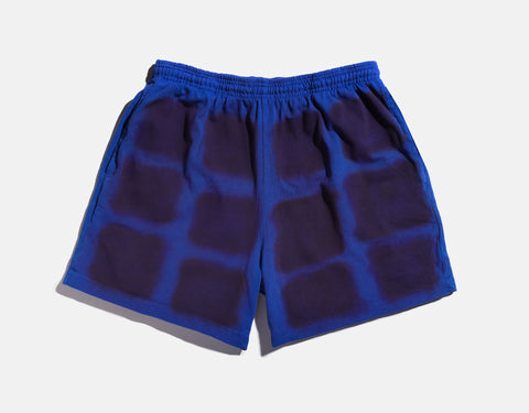 SOFT FOCUS SHORTS ~ Aubergine on Blue