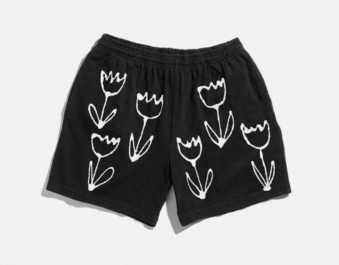 TULIP SHORTS ~ White on Black