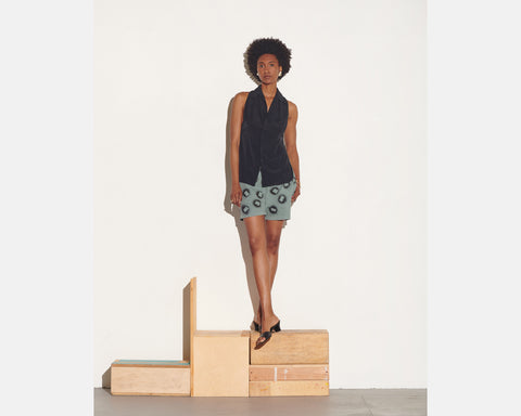 PARTY CITY SHORTS ~ Black on Green